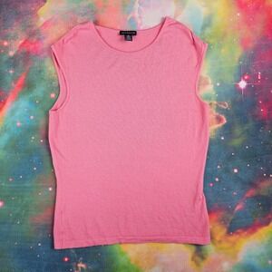 Ann Taylor Merino Wool Blend Sleeveless Top Pink Knit Tank Size M